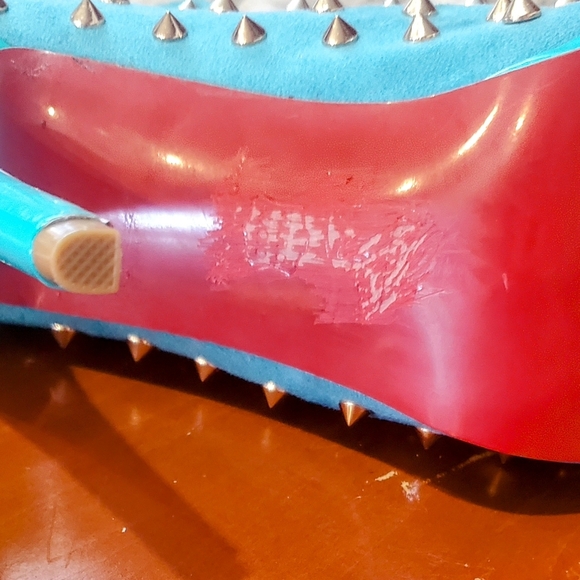 Designer Inspired Teal Studded Peep Toe High Heel Boots Size 42 - Picture 16 of 16